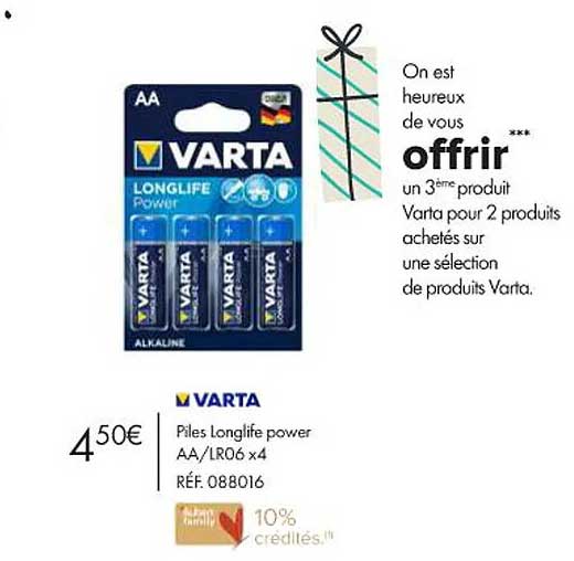 varta  piles longlife power aa/lr06x4