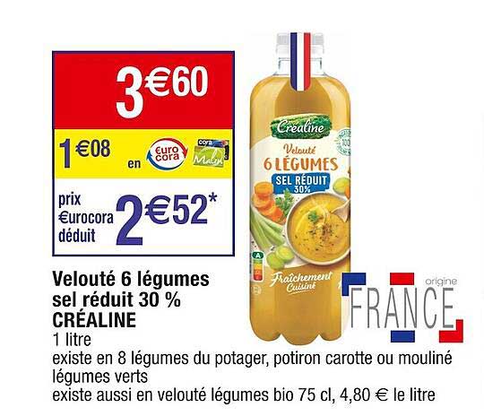 velouté 6 légumes sel réduit 30% créaline