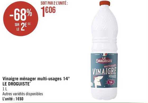 vinaigre ménager multi-usages 14° le droguiste