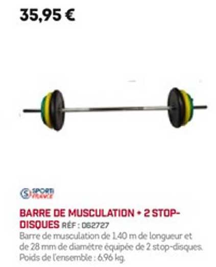 barre de musculation 2 stop disques sport france