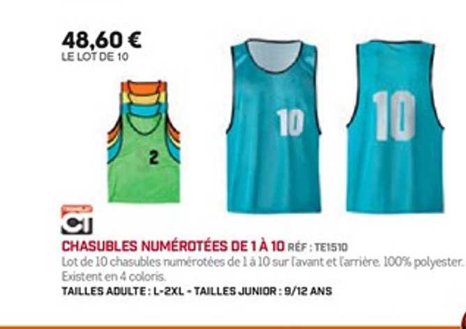 Chasubles Numérotées De 1 à 10