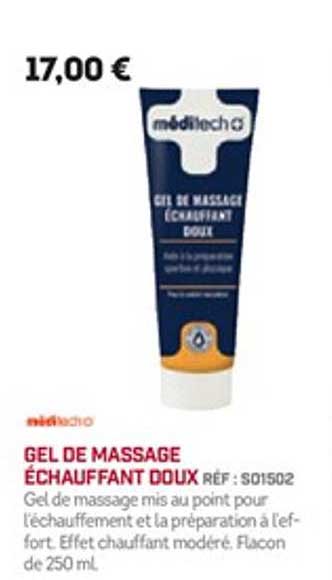 gel de massage échauffant doux méditecho