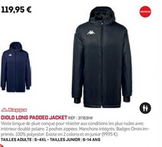 kappa diolo long padded jacket