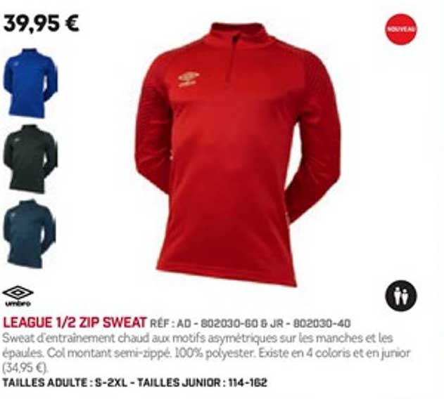 League 1 2  Zip Sweat