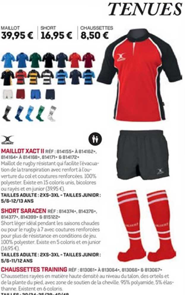 maillot xact ii, short saracen, chaussettes training