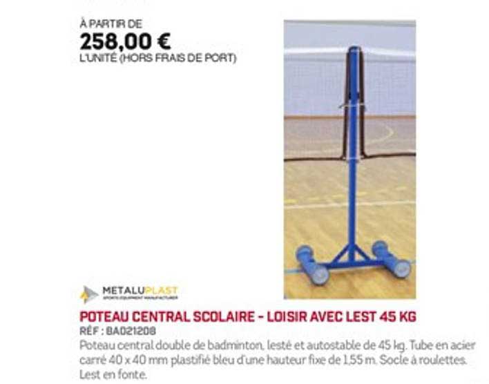 poteau central scolaire loisir avec lest 45 kg metaluplast