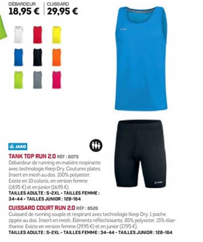 tank top run 2.0 cuissard court run 2.0 jako