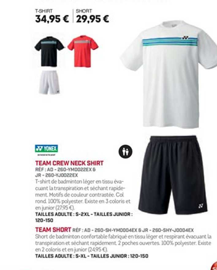 team crew neck shirt team short yonex