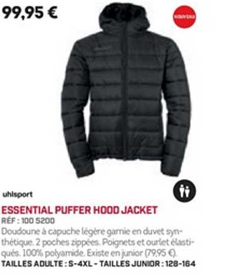uhlsport essential puffer hood jacket