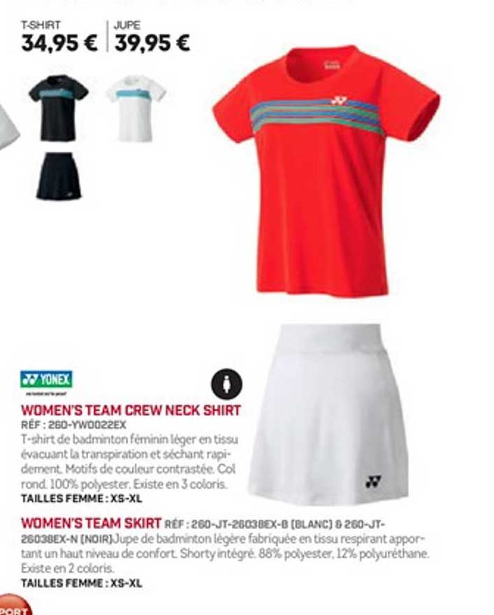 women's team crew neck shirt women's team skirt yonex