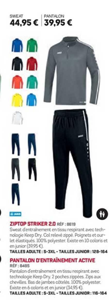 ziptop striker 2.0 pantalon d'entraînement active