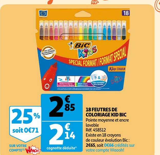 18 feutres de coloriage kid bic