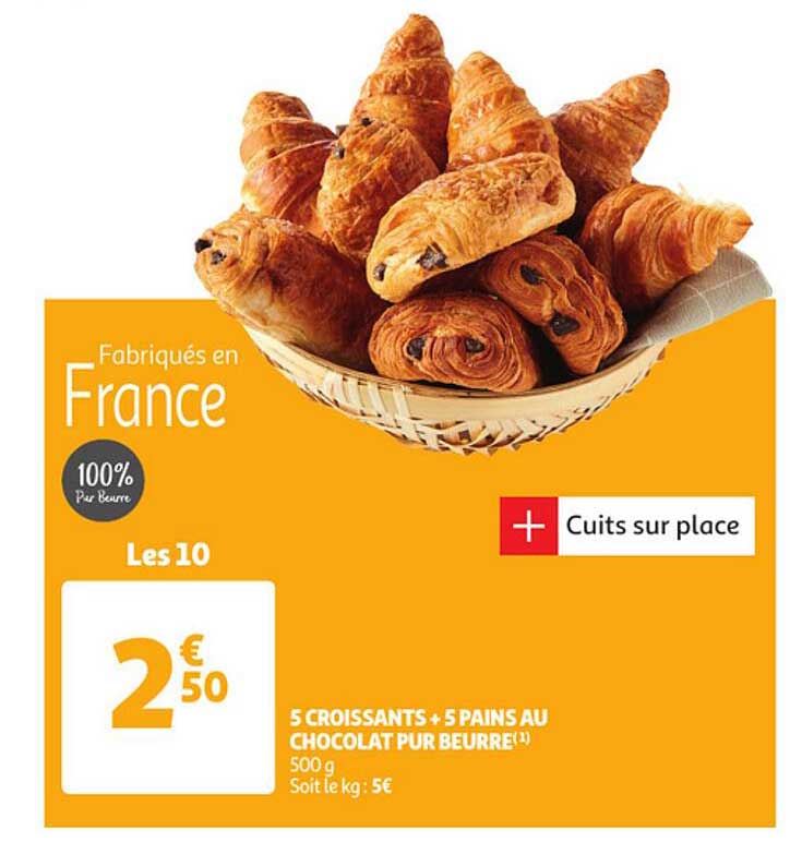 5 Croissants + 5 Pains Au Chocolat Pur Beurre