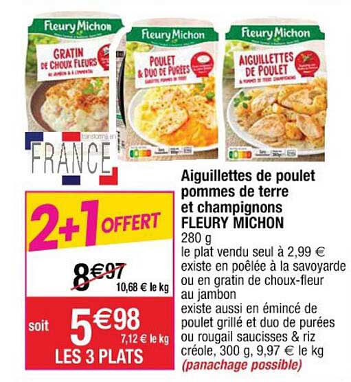 aiguillettes de poulet pommes de terre et champignons fleury michon