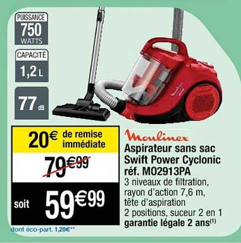 aspirateur sans sac swift power cyclonic moulinex