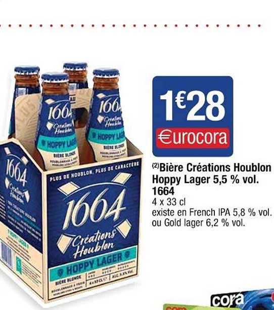 bière créations houblon hoppy lager 5,5% vol. 1664