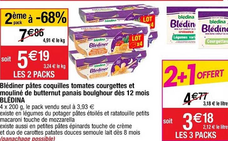 blédiner pâtes coquilles tomates courgettes et mouliné de butternut panais boulghour dès 12 mois blédina