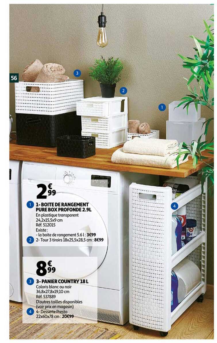 boîte de rangement pur box profonde 2.9l, panier country 18l