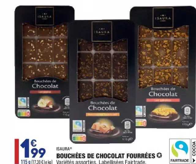 bouchées de chocolat fourrées isaura