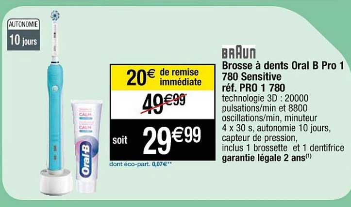 brosse à dents oral b pro 1 780 sensitive braun