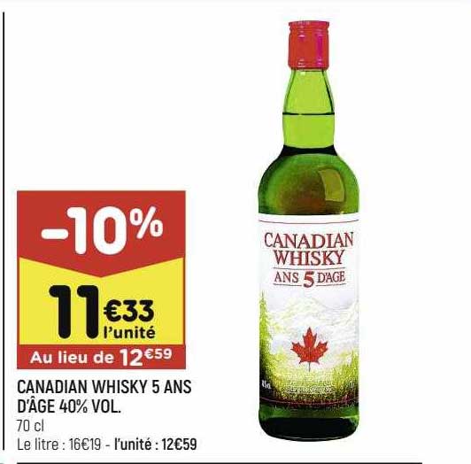 canadian whisky 5 ans d'âge 40% vol.
