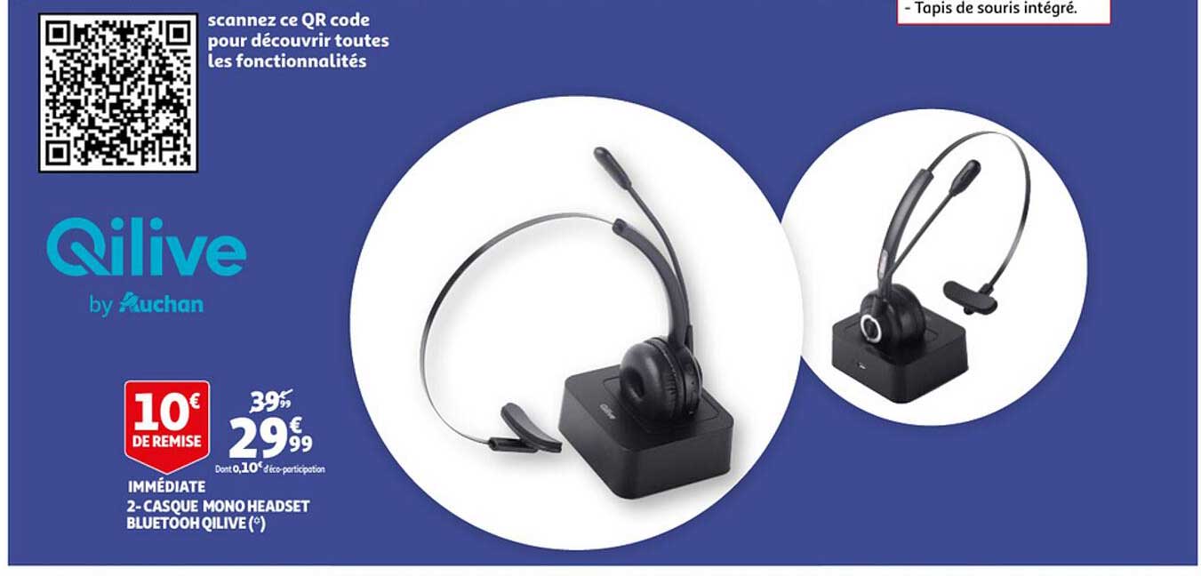 casque mono headset bluetooth qilive