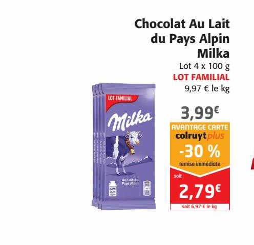 Chocolat Au Lait Du Pays Alpin Milka