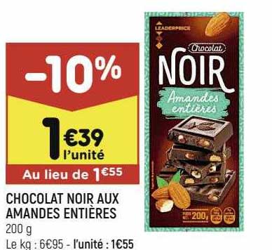 Chocolat Noir Aux Amandes Entières