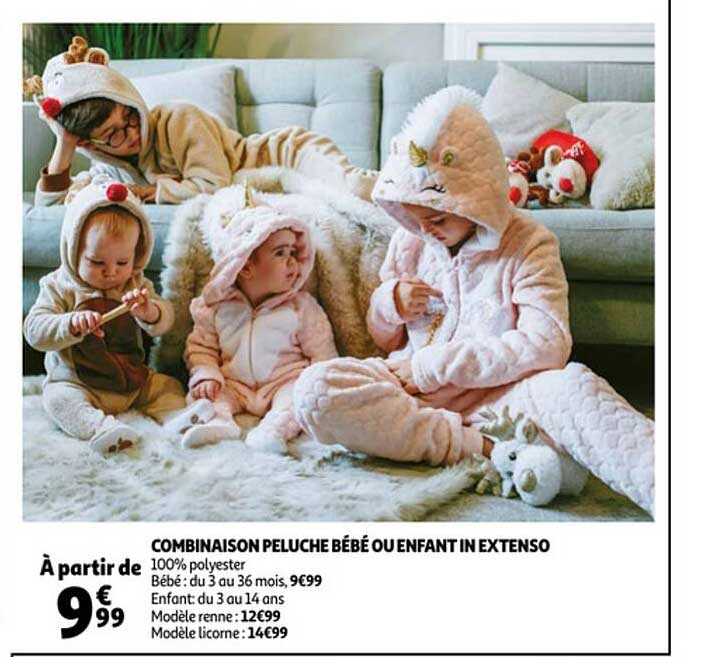 combinaison peluche bébé ou enfant in extenso