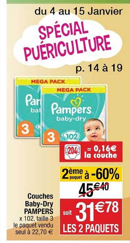 couches baby-dry pampers