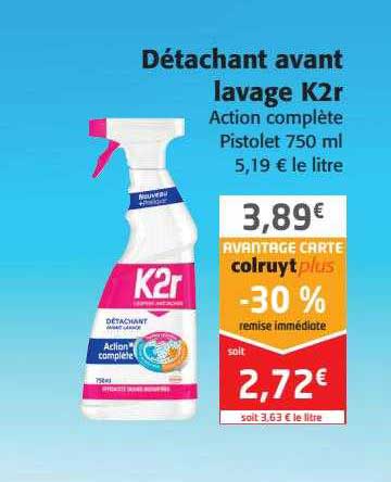 détachant avant lavage k2r