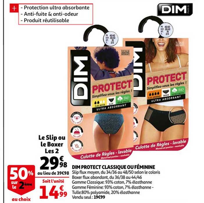 dim protect classique ou féminine : le slip ou le boxer