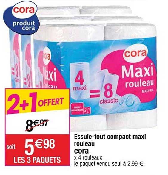 essuie-tout compact maxi rouleau cora