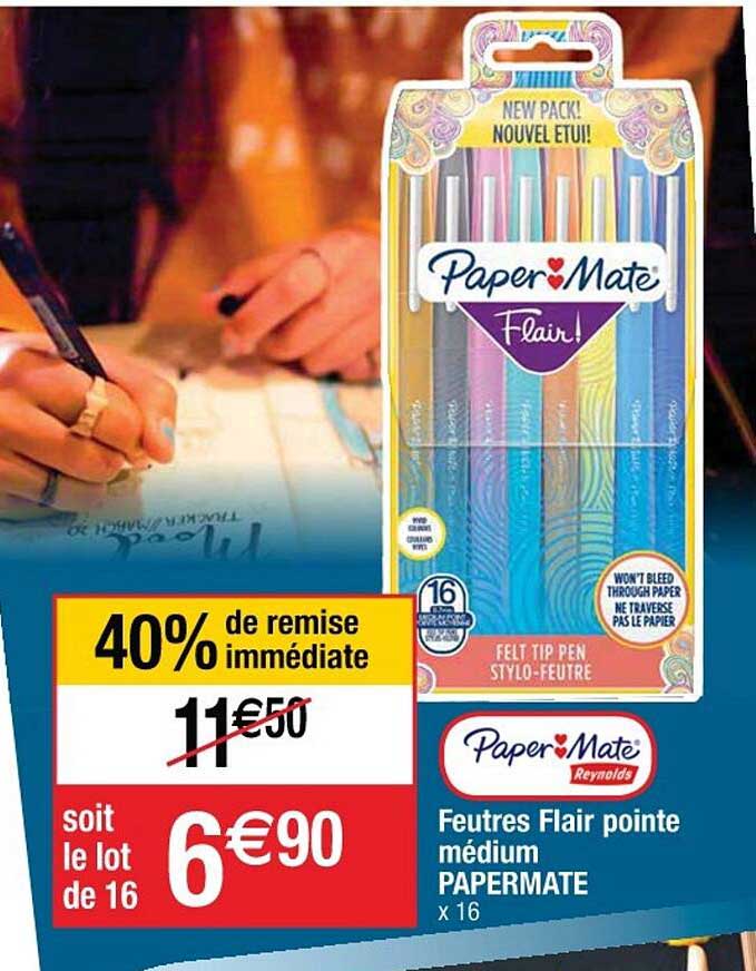 Feutres Flair Pointé Médium Papermate