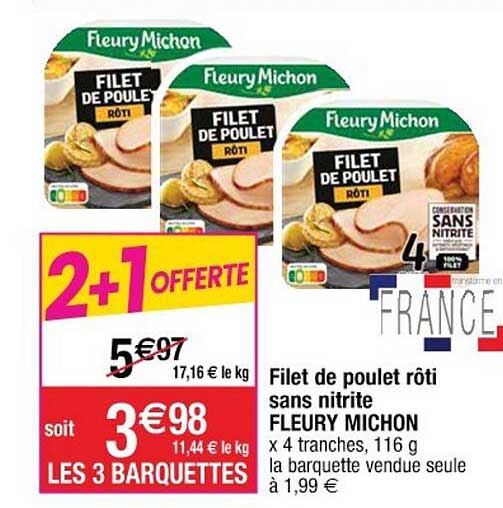 filet de poulet rôti sans nitrite fleury michon
