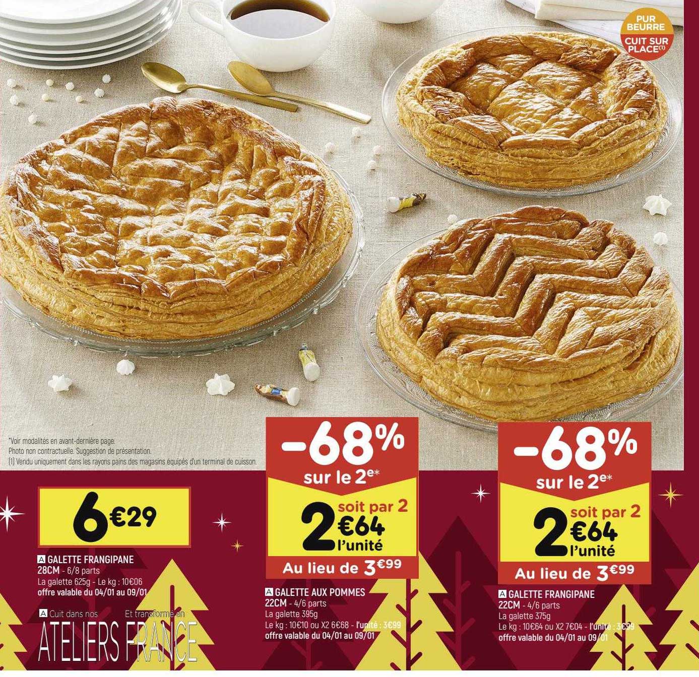 galette frangipane 28 cm, galette aux pommes 22 cm, galette frangipane 22 cm