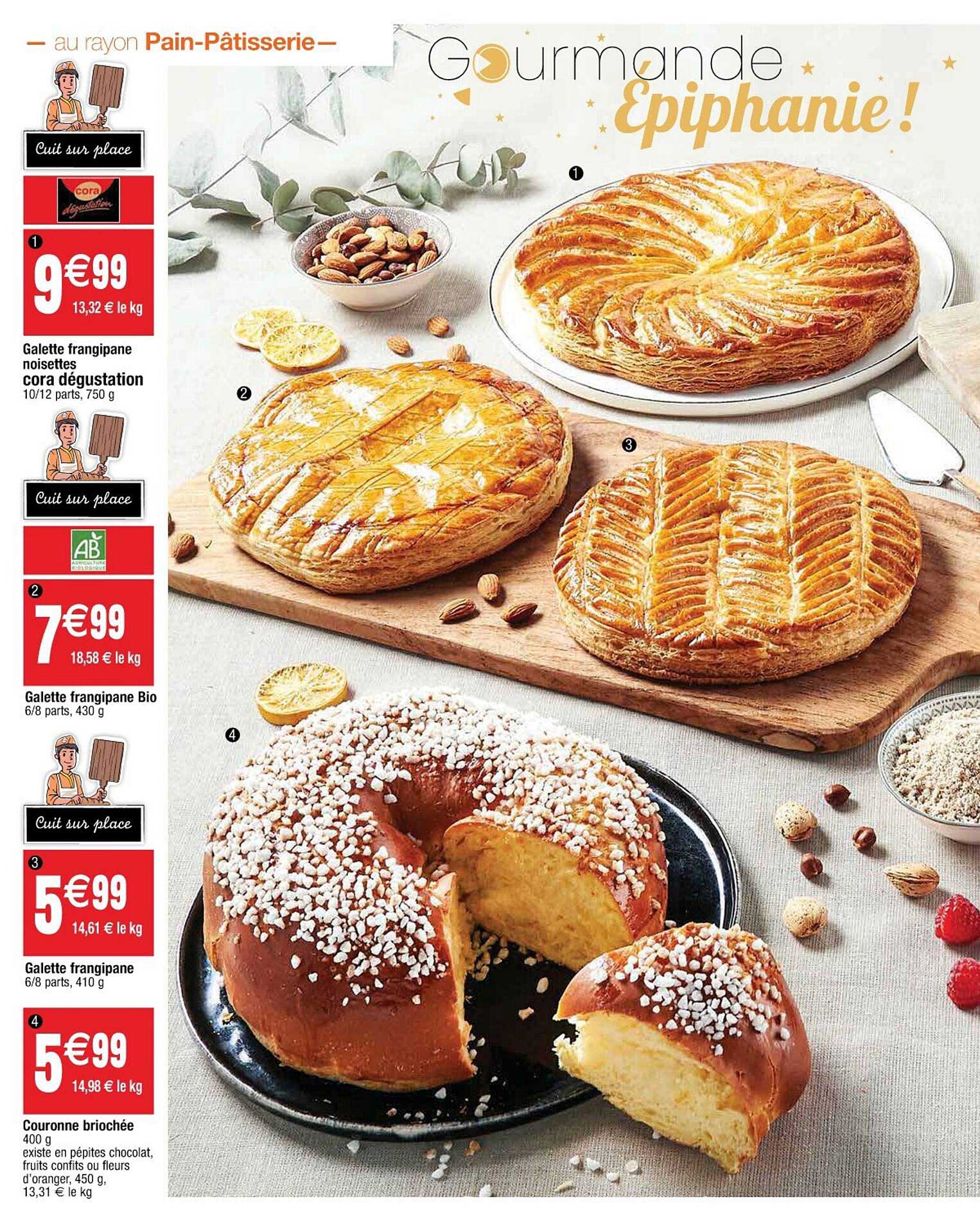 galette frangipane noisettes cora dégustation, galette frangipane bio, galette frangipane, couronne briochée