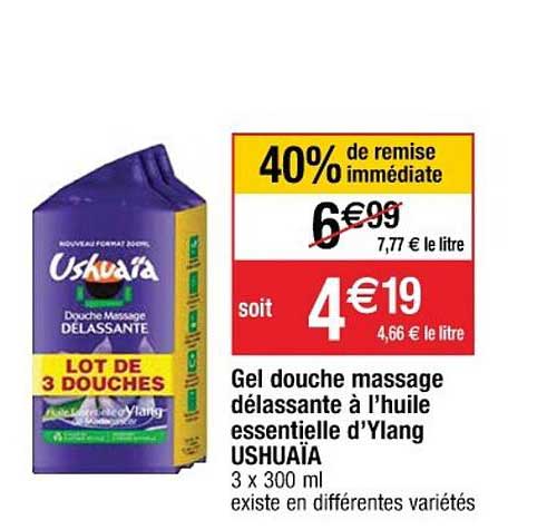 gel douche massage délassante à l'huile essentielle d'ylang ushuaïa