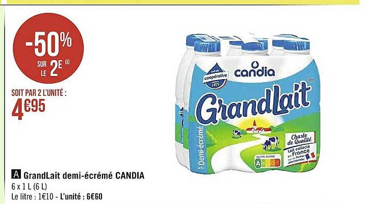 grandLait demi-écrémé candia
