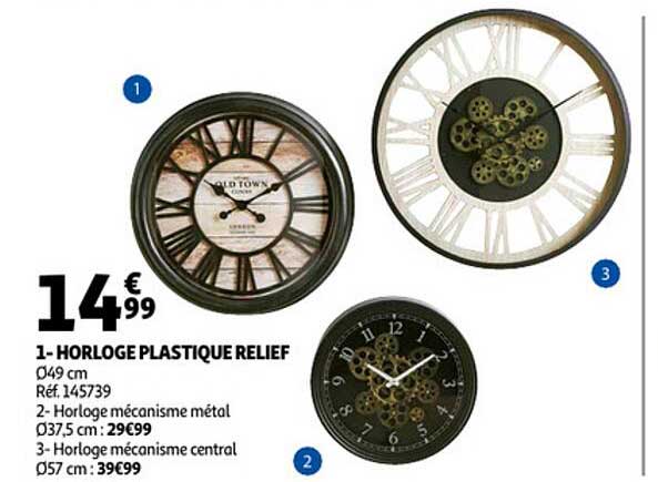 horloge plastique relief