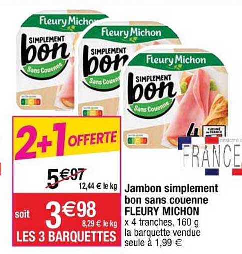 Jambon Simplement Bon Sans Couenne Fleury Michon