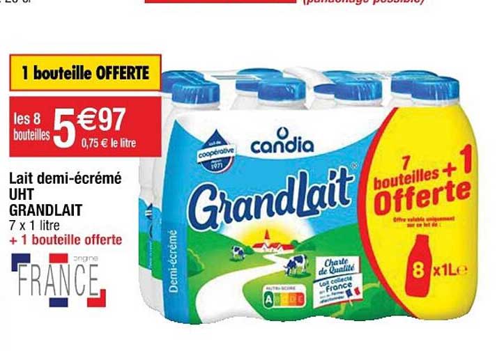 Lait Demi-écrémé Uht Grandlait