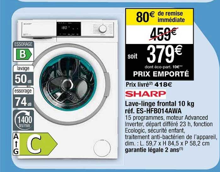 lave-linge frontal 10 kg sharp