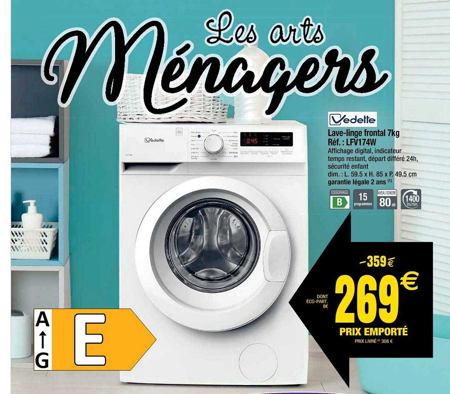 lave-linge frontal 7kg vedette