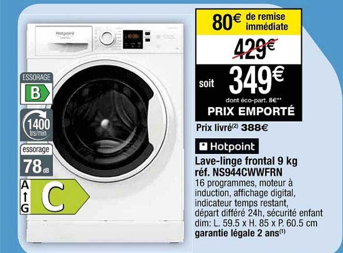 lave-linge frontal 9 kg hotpoint