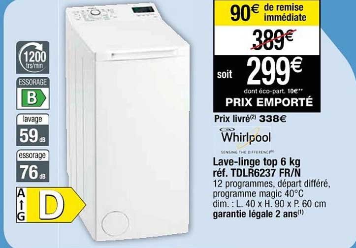 lave-linge top 6 kg whirlpool