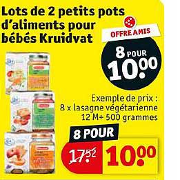 lots de 2 petits pots d'aliments pour bébés kruidvat