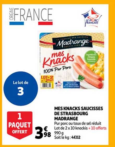 mes knacks saucisses de strasbourg madrange
