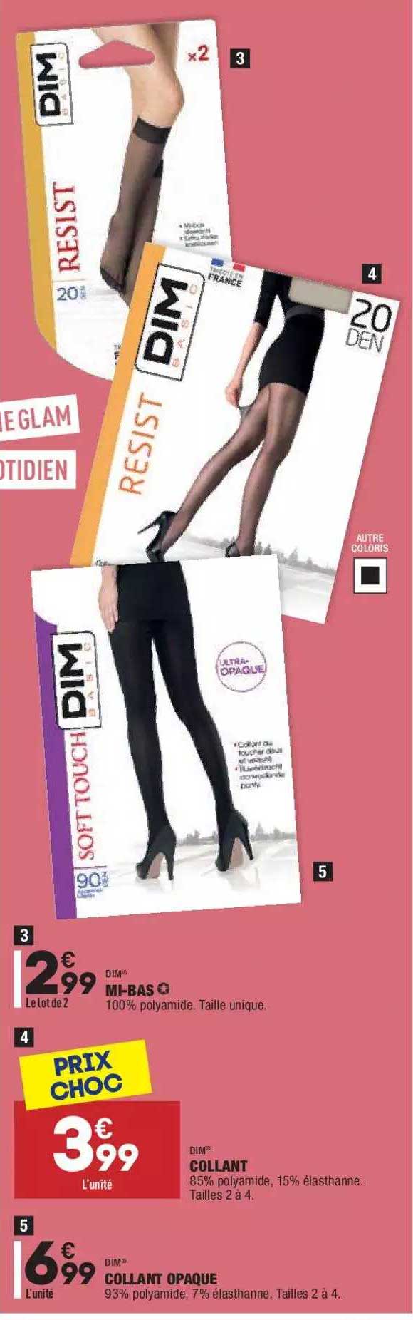 mi-bas dim, collant dim, collant opaque dim