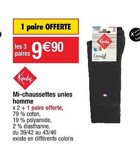 mi-chaussettes unies homme kindy